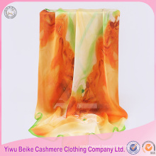 2017 digital print fashion gradient color lady custom silk scarf printing